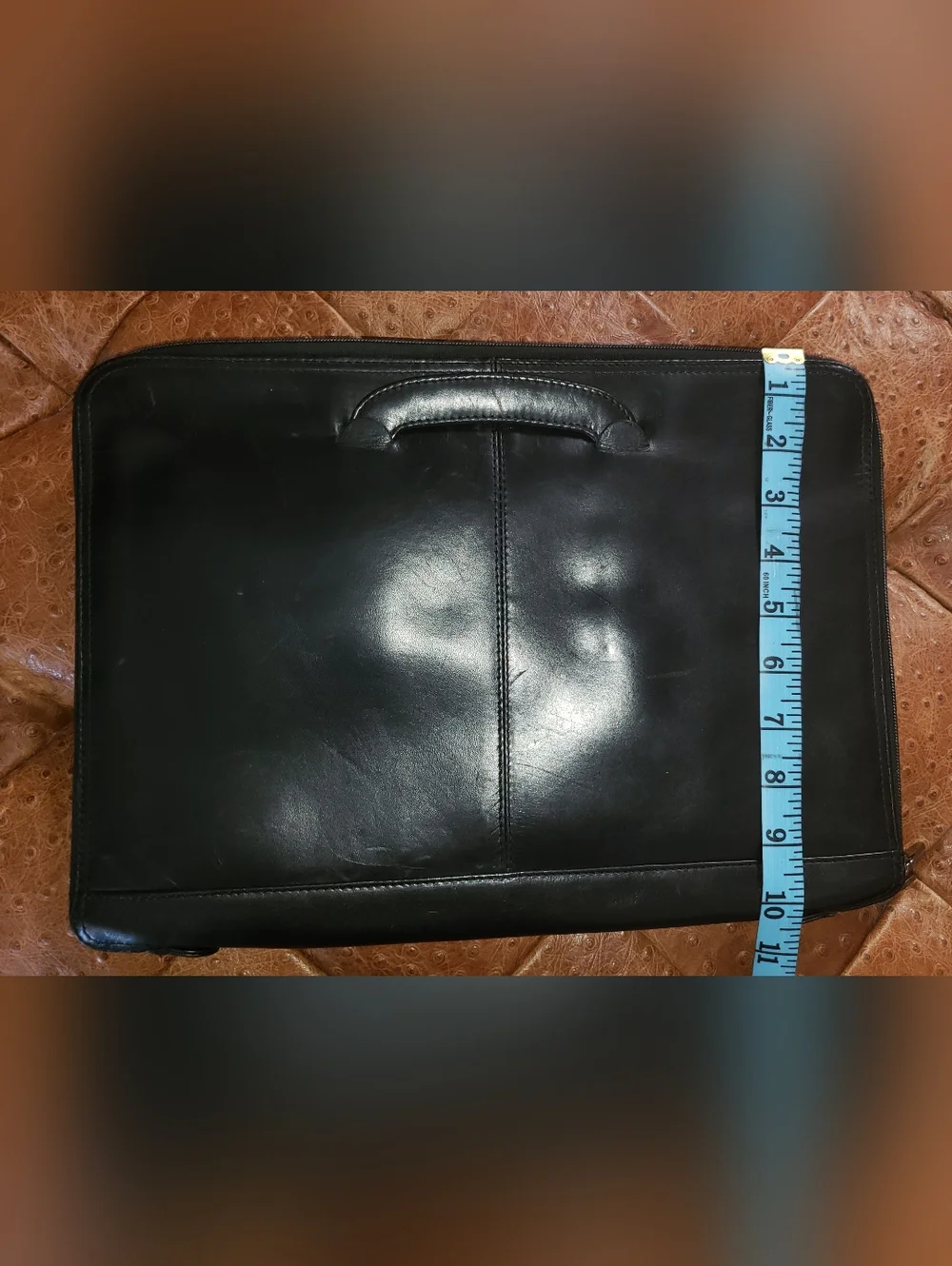 Genuine Nappa Leather Zip Around Laptop Multiple Pockets Flat Briefcase